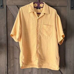 Haggar Men's Light Orange Casual Button Down Shirt